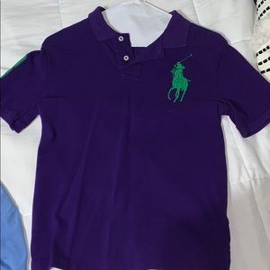 purple button down polo shirt